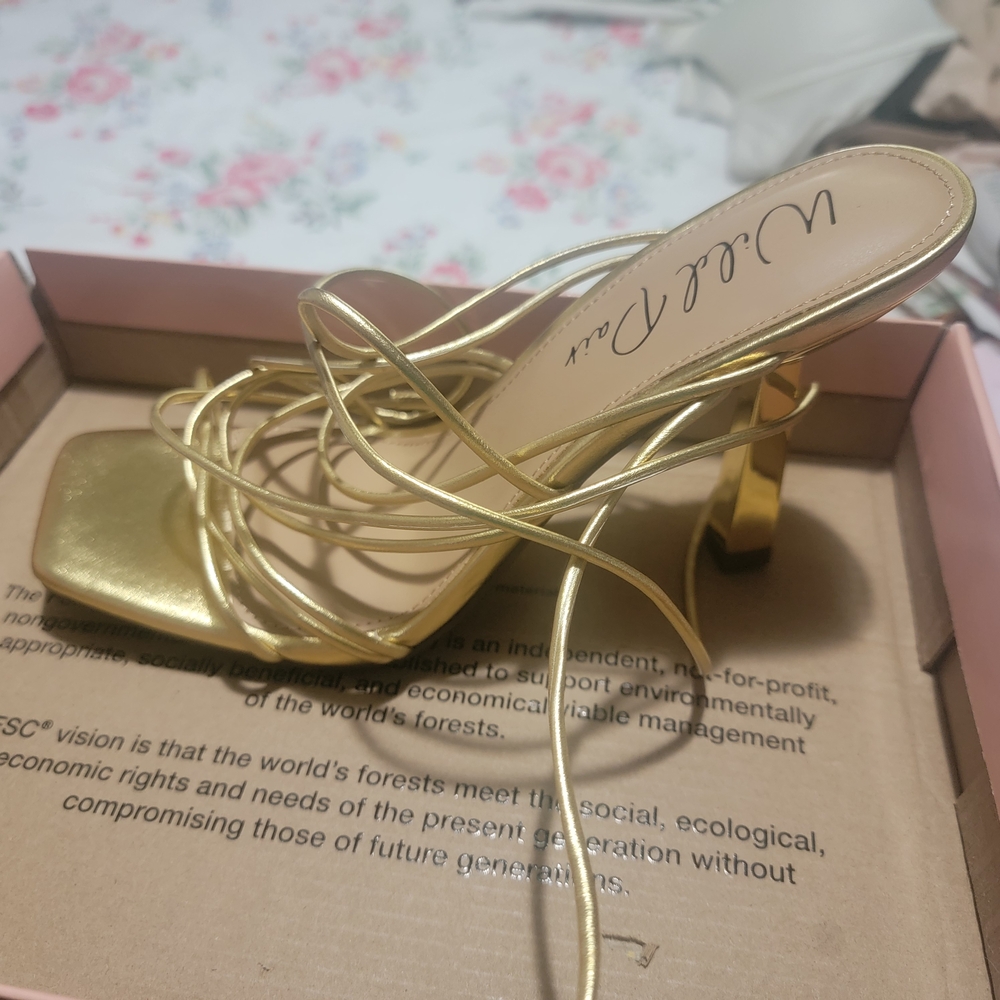 Wild Pair Gold Strappy Heels